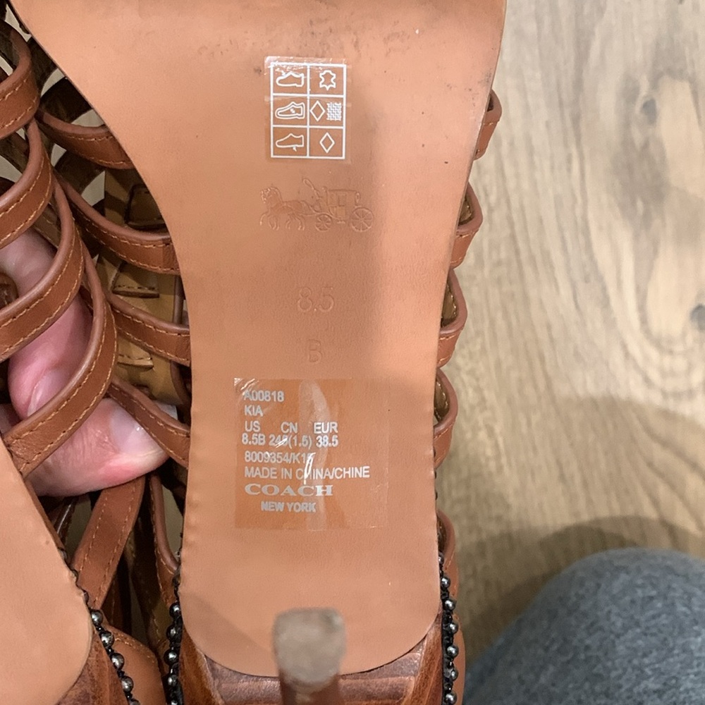 EUC Coach Kia Cognac Gladiator high heel leather sandals size 8.5 - Picture 6 of 6